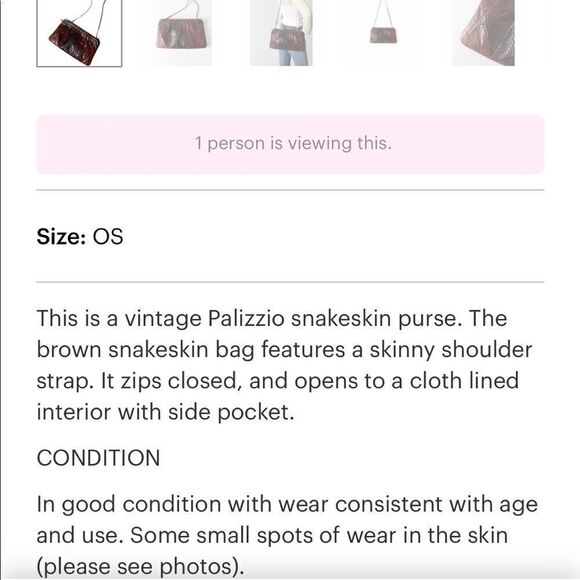 Vintage snake skin Palazzio bag w/ removable strap, can be used as a clutch. - Picture 7 of 7